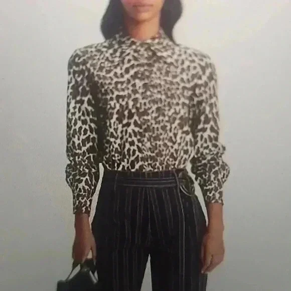 TORY BURCH REVA LEOPARD POPLIN SHIRT SIZE 6 - Picture 2 of 4